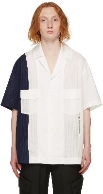 Feng Chen Wang Navy & White Panelled Shirt
