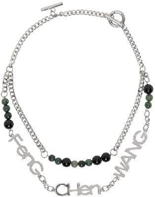 Feng Chen Wang Silver & Green Jade Onyx FCW Necklace