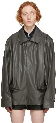 Feng Chen Wang Black Faux-Leather Jacket