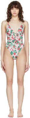 Fleur du Mal Pink Printed V Wire One-Piece Swimsuit