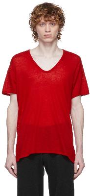 Frenckenberger Red Loose Knit Cashmere T-Shirt