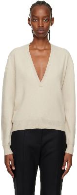 Frenckenberger SSENSE Exclusive Off-White Deep V-Neck Sweater