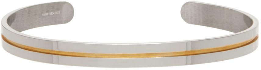 Giorgio Armani Silver & Gold Stripe Cuff Bracelet