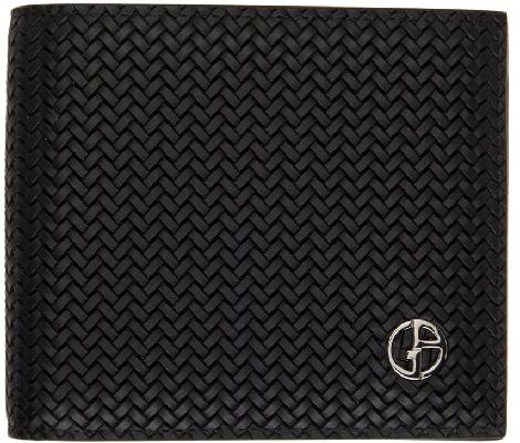 Giorgio Armani Black Braided BiFold Wallet