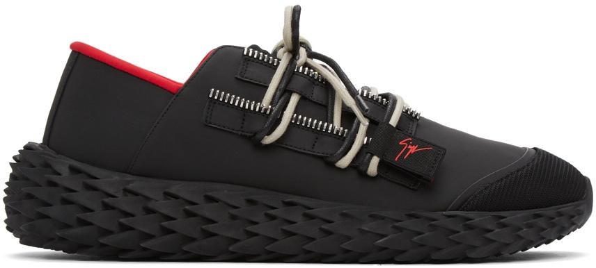 Giuseppe Zanotti Black & Red Leather Urchin Sneakers