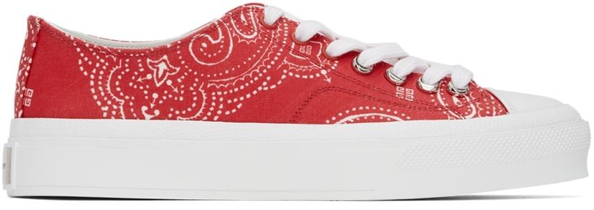Givenchy Red & White Low City Sneakers