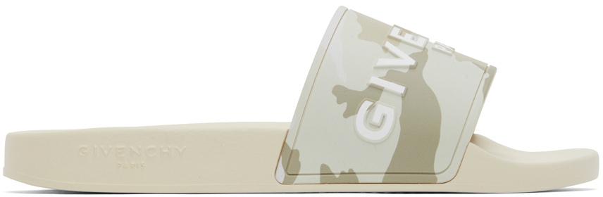 Givenchy Beige Rubber Camouflage Slides