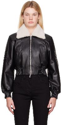 Givenchy Black Shearling Collar Leather Jacket