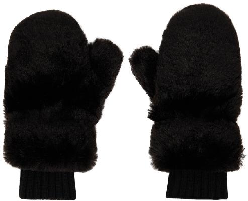 Givenchy Black Faux-Fur Mittens