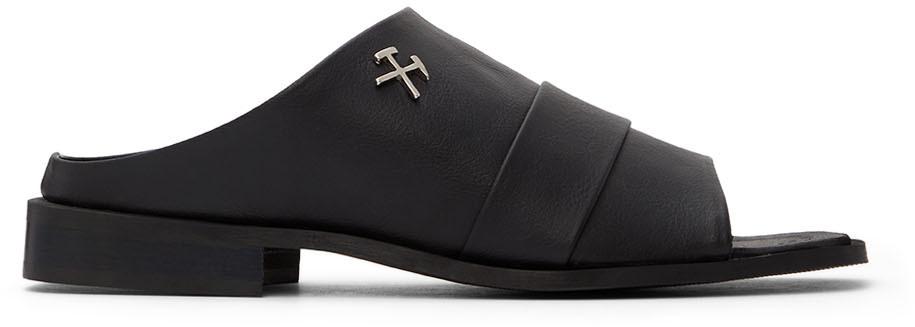 GmbH Black Faux-Leather Sandals
