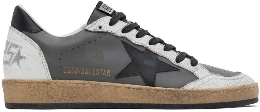 Golden Goose Gray & White Ball Star Sneakers
