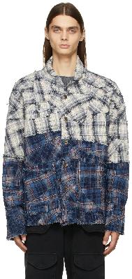 Greg Lauren Blue Plaid Stitchwork Shirt