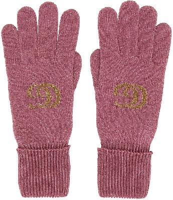 Gucci Pink & Gold Double G Gloves