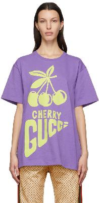 Gucci Purple 'Cherry Gucci' Cotton T-Shirt