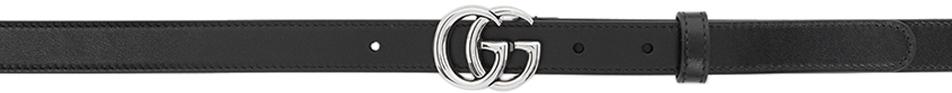 Gucci Black Thin GG Marmont Belt