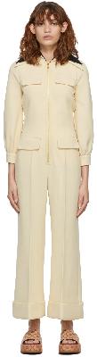 Gucci Beige Leather Belted Jumpsuit
