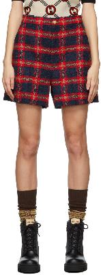Gucci Navy & Red Check Tweed Shorts