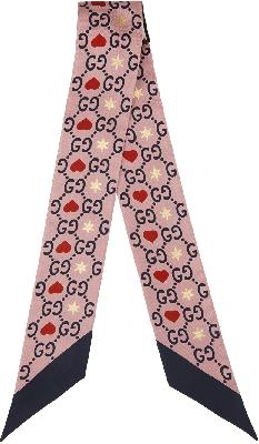 Gucci Pink GG & Hearts Neck Scarf