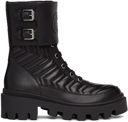 Gucci Black Matelassé Interlocking G Boots