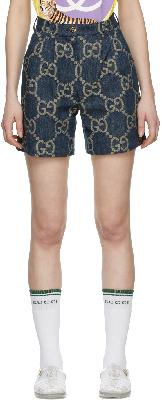 Gucci Blue Jumbo GG Denim Shorts