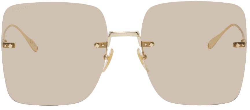 Gucci Gold Oversized Rimless Sunglasses