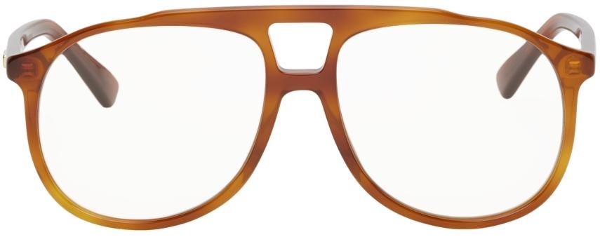 Gucci Tortoiseshell GG0264S Aviator Glasses