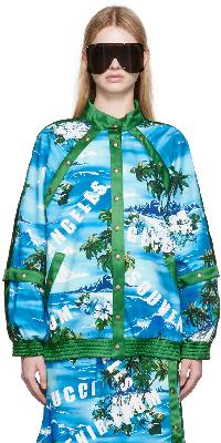 Gucci Blue & Green Printed Jacket