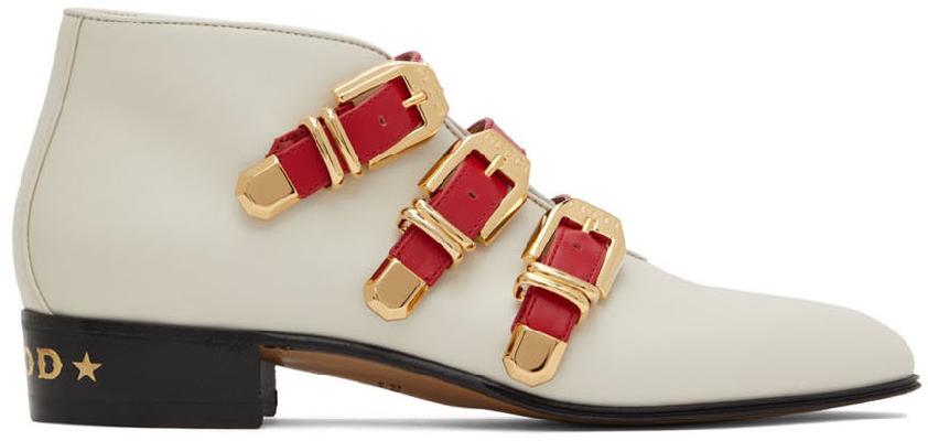 Gucci Off-White Calfskin Ankle Boots