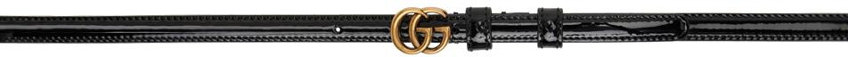 Gucci Black Thin Patent Double G Belt