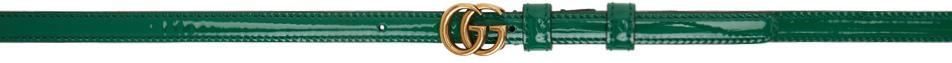 Gucci Green Thin Patent Double G Belt