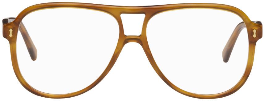 Gucci Brown Pilot Navigator Glasses