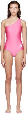 Gucci Pink Single-Shoulder One-Piece Swimsuit