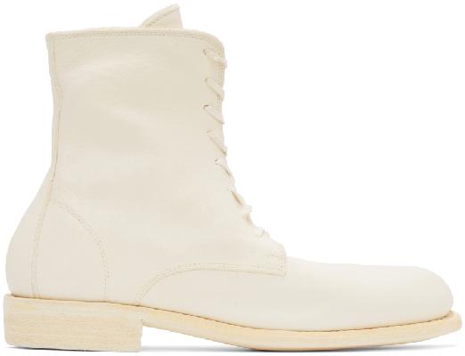 Guidi White Leather Lace-Up Boots
