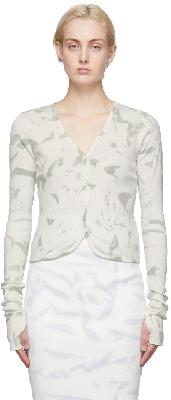Helmut Lang White Ribbed Cloud Dyed Cardigan