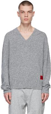 Hugo Grey Sdeep Knit V-Neck Sweater