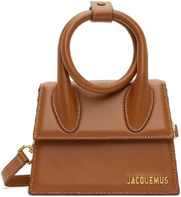 Jacquemus Brown Suede ‘Le Chiquito Noeud’ Top Handle Bag