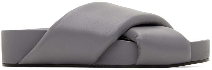 Jil Sander Grey Oversize Wrapped Slides