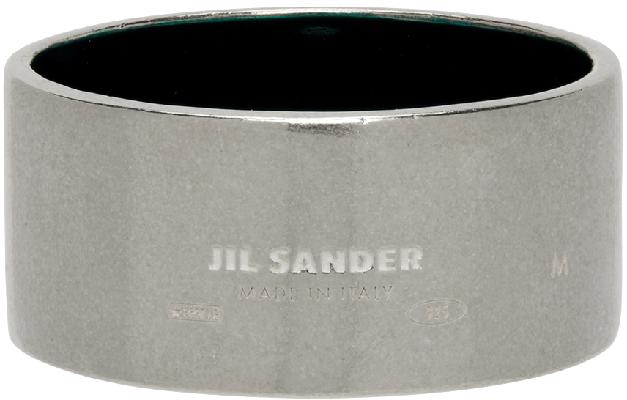 Jil Sander Silver & Green Light Ring
