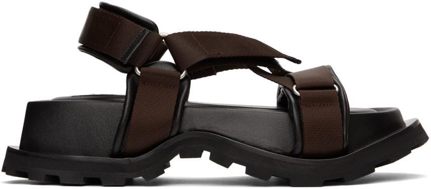 Jil Sander Brown & Black Webbing Sandals