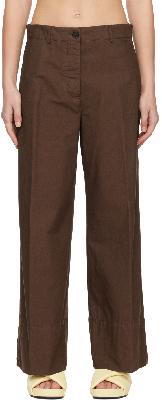 Jil Sander Brown Wide Cropped Trousers