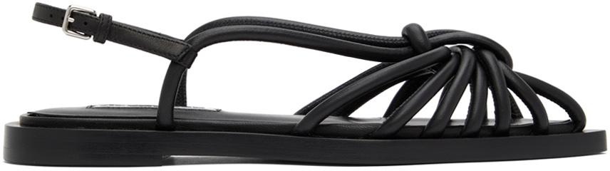 Jil Sander Black Leather Flat Sandals
