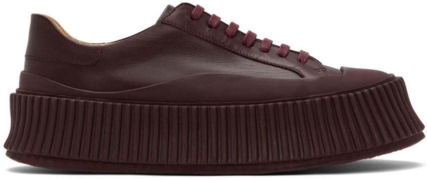 Jil Sander Brown Leather Platform Sneakers