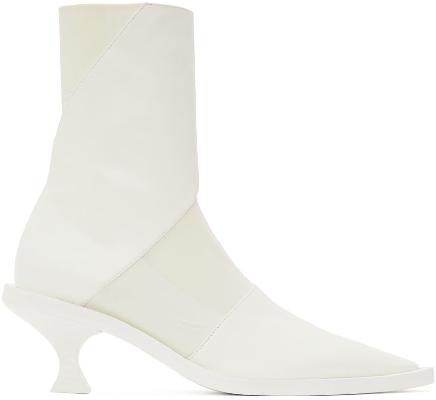 Jil Sander Off-White Calfskin Ankle Boots