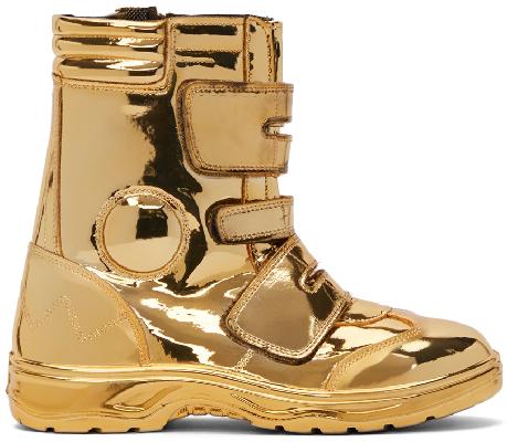 Junya Watanabe Gold ZEBEC Edition Oil Resistant Ankle Boots