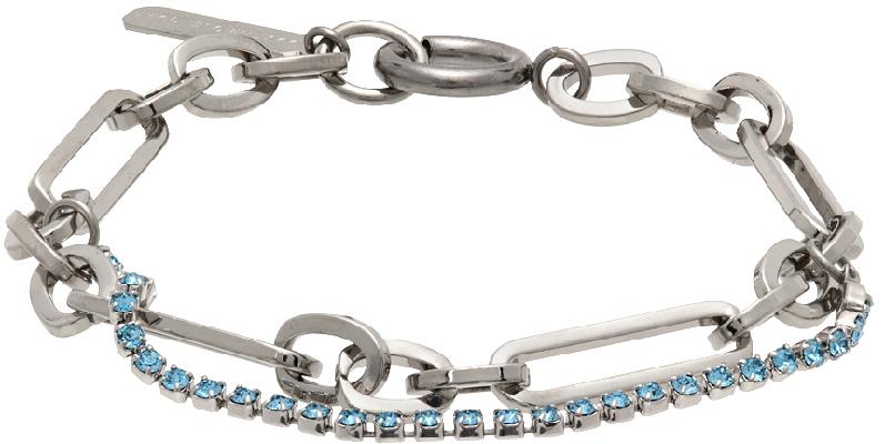 Justine Clenquet SSENSE Exclusive Silver & Blue Paloma Bracelet