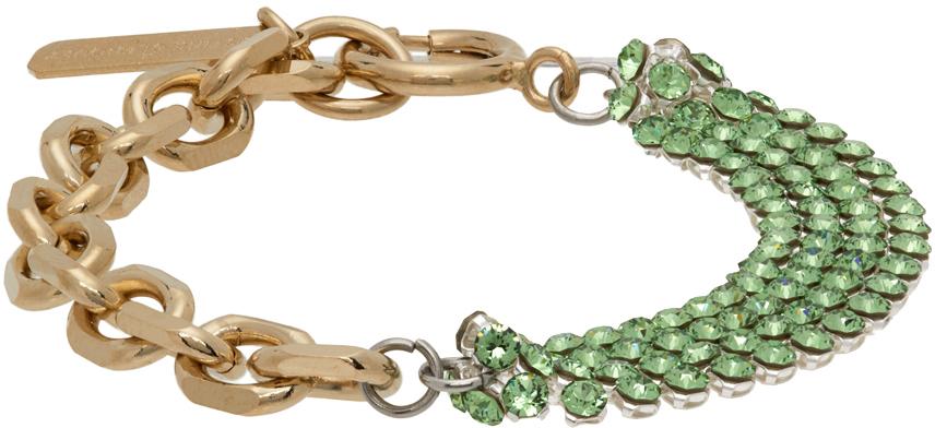 Justine Clenquet SSENSE Exclusive Gold & Green Shanon Bracelet
