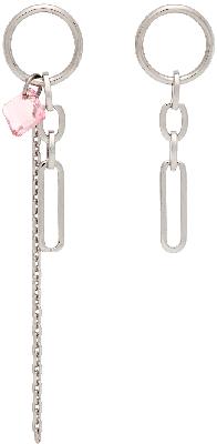Justine Clenquet SSENSE Exclusive Silver & Pink Paloma Earrings