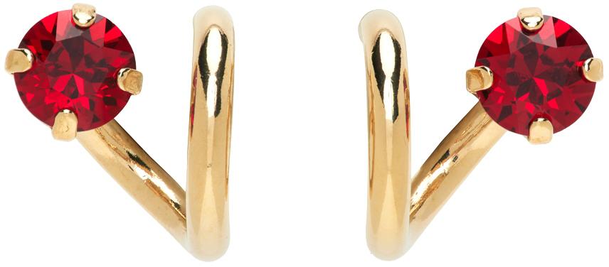 Justine Clenquet SSENSE Exclusive Gold & Red Vickie Earrings