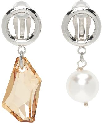 Justine Clenquet SSENSE Exclusive Silver & Gold Laura Clip-On Earrings