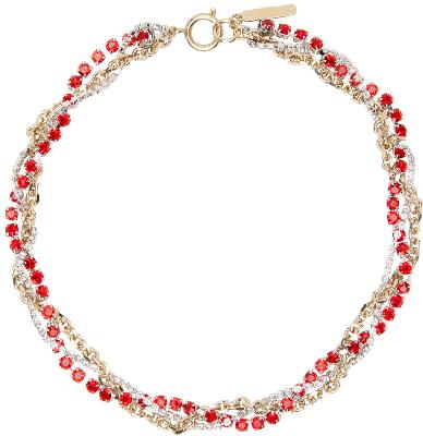 Justine Clenquet SSENSE Exclusive Gold & Red Lola Choker